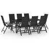 vidaXL Ensemble &agrave; manger de jardin 9 pcs aluminium anthracite
