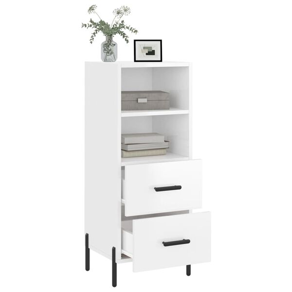 vidaXL Buffet Blanc brillant 34,5x34x90 cm Bois d'ing&eacute;nierie