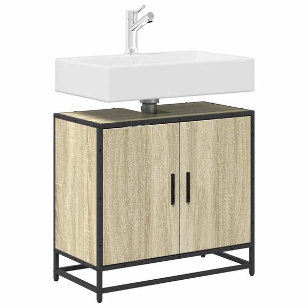 vidaXL Meuble de salle de bain avec lavabo Ch&ecirc;ne Sonoma 65 x 33 x 60 cm Bois d'ing&eacute;nierie