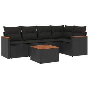 vidaXL Salon de jardin 6 pcs avec coussins noir r&eacute;sine tress&eacute;e