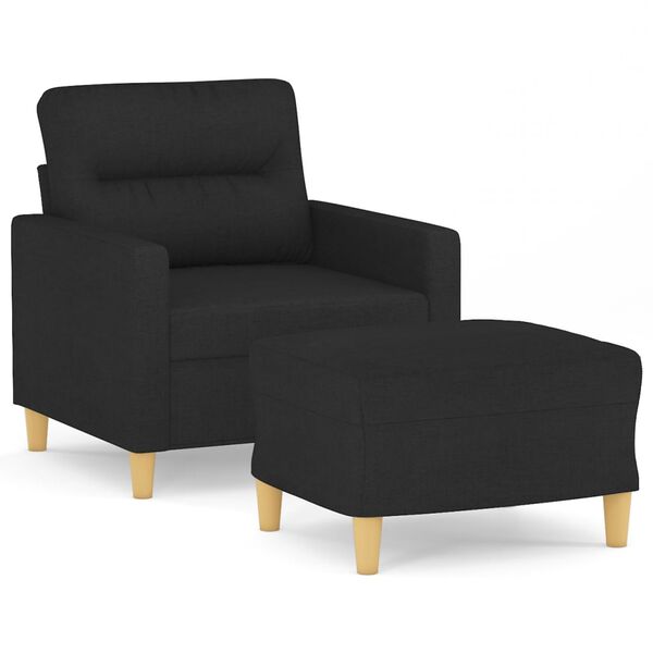 vidaXL Fauteuil avec repose-pied Noir 60 cm Tissu