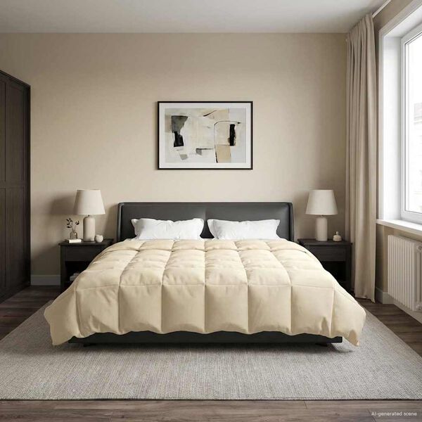 vidaXL Duvet d'&eacute;t&eacute; simple Matelass&eacute; Cr&egrave;me 220 x 260 cm Microfibre