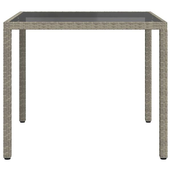 vidaXL Table de jardin 90x90x75 cm Verre trempé et résine tressée Gris