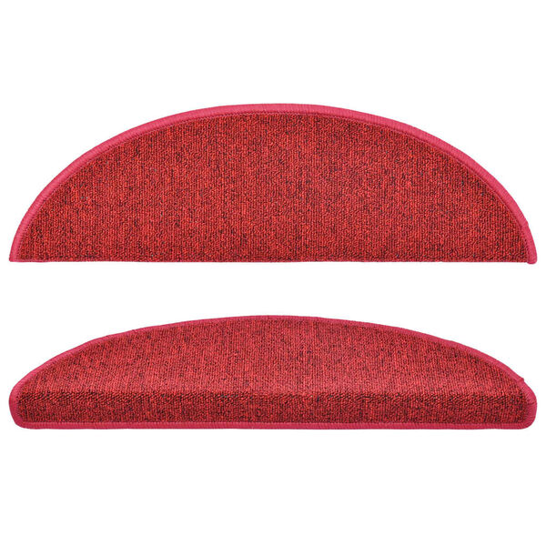 vidaXL Tapis d'escalier 15 pi&egrave;ces 56 x 17 x 3 cm Rouge Demi-rond