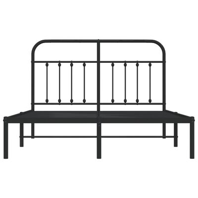 vidaXL Cadre de lit métal sans matelas avec tête de lit noir 135x190cm