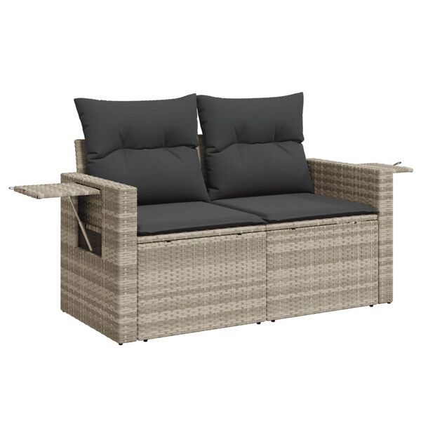 vidaXL Salon de jardin avec coussins 10 pcs gris clair r&eacute;sine tress&eacute;e