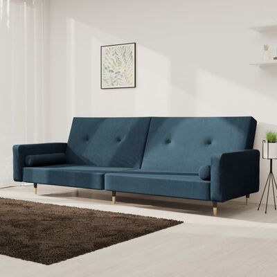 vidaXL Canapé-lit à 2 places avec deux oreillers bleu velours