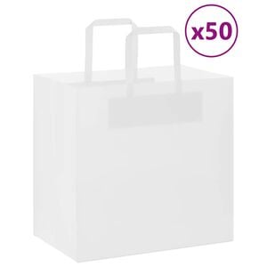 vidaXL Sacs en papier 50 pcs avec poign&eacute;es blanc 26x17x25 cm