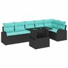 vidaXL Ensemble de canap&eacute; de jardin 7 pc Noir Poly rotin