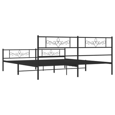 vidaXL Cadre de lit métal sans matelas avec pied de lit noir 193x203cm