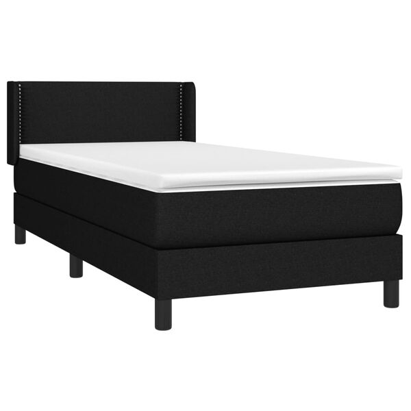 vidaXL Sommier &agrave; lattes de lit avec matelas Noir 90x190 cm Tissu