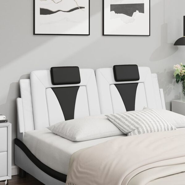 vidaXL Coussin de t&ecirc;te de lit Viana noir et blanc 120 cm similicuir