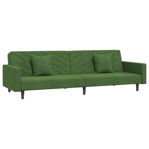 vidaXL Canap&eacute;-lit &agrave; 2 places avec deux oreillers Vert fonc&eacute; Velours