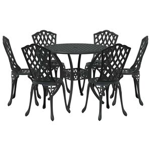 vidaXL Ensemble de salle &agrave; manger pour jardin 7 pcs Noir Aluminium