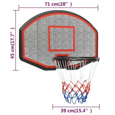 vidaXL Panneau de basket-ball Noir 71x45x2 cm Polyéthylène