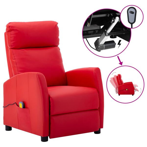 vidaXL Fauteuil de massage &eacute;lectrique Rouge Similicuir
