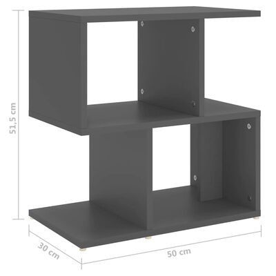 vidaXL Table de chevet Gris 50x30x51,5 cm Aggloméré