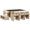vidaXL Ensemble &agrave; manger de jardin et coussins 11 pcs beige poly rotin