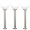 vidaXL Bornes lumineuses lot de 3 80 cm acier inoxydable IP44