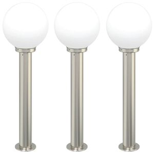 vidaXL Bornes lumineuses lot de 3 80 cm acier inoxydable IP44