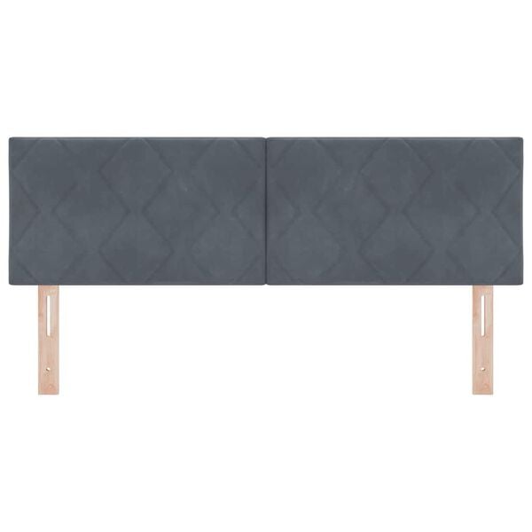 vidaXL T&ecirc;te de lit avec t&ecirc;te de lit Gris fonc&eacute; 144 cm Velours