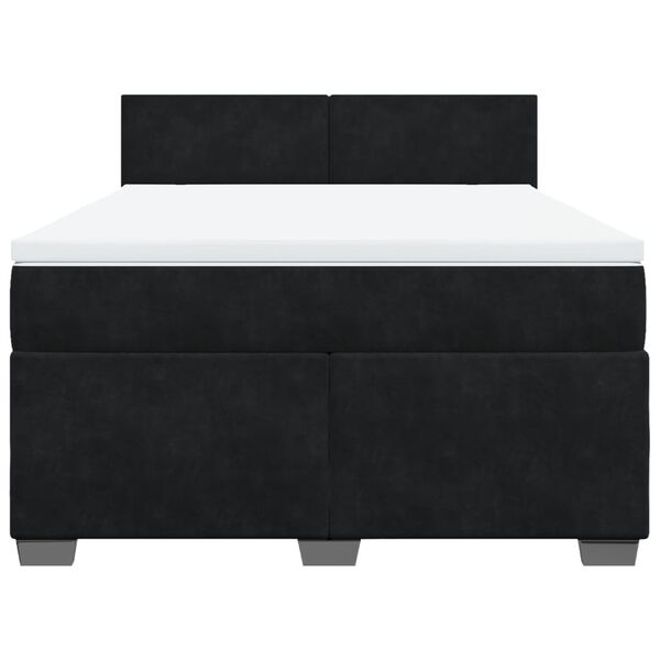 vidaXL Sommier &agrave; lattes de lit avec matelas Noir 140x190 cm Velours