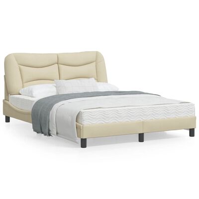 vidaXL Cadre de lit avec tête de lit Crème 120x200 cm Tissu