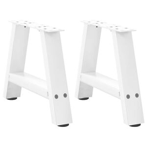 vidaXL Pieds de table basse en forme de A 2 pi&egrave;ces Blanc 30 x (30-31) cm Acier