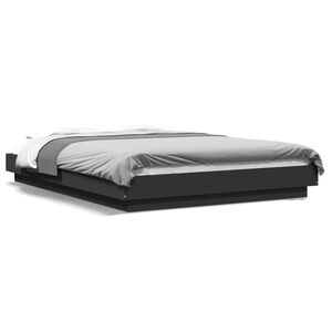 vidaXL Cadre de lit avec lumi&egrave;res LED sans matelas noir 120x200 cm