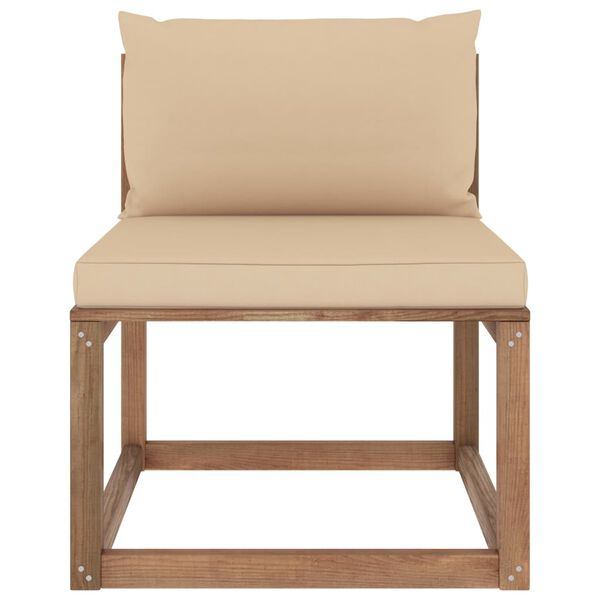 vidaXL Canap&eacute; de milieu palette de jardin avec coussins beige