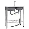 vidaXL &Eacute;vier de camping Double lavabo avec robinet Acier inoxydable