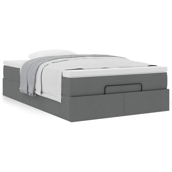 vidaXL Cadre de lit ottoman avec matelas gris foncé 120x190 cm tissu