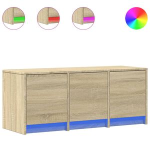 vidaXL Meuble TV avec LED ch&ecirc;ne sonoma 97x34x40 cm bois d'ing&eacute;nierie