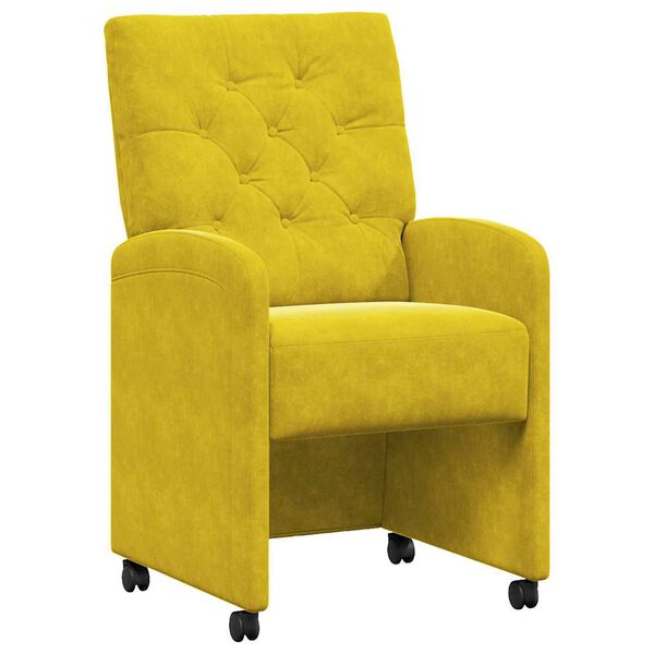 vidaXL Chaises de Salle &agrave; Manger avec Roues 2 pcs Jaune Velours