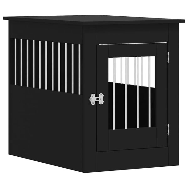 vidaXL Meuble de cage pour chiens noir 55x80x68 cm bois d'ing&eacute;nierie