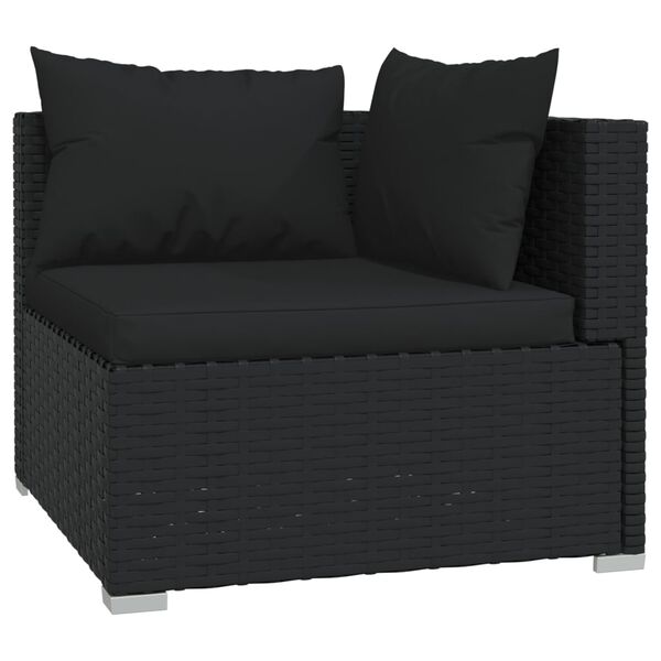 vidaXL Salon de jardin 12 pcs avec coussins R&eacute;sine tress&eacute;e Noir