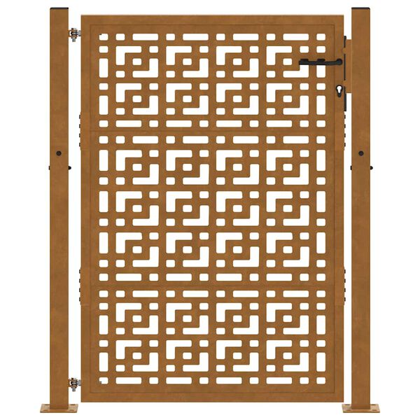 vidaXL Portail de jardin 100x125 cm en acier patin&eacute; avec croix