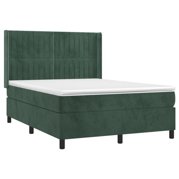 vidaXL Sommier &agrave; lattes de lit et matelas Vert fonc&eacute; 140x190cm Velours