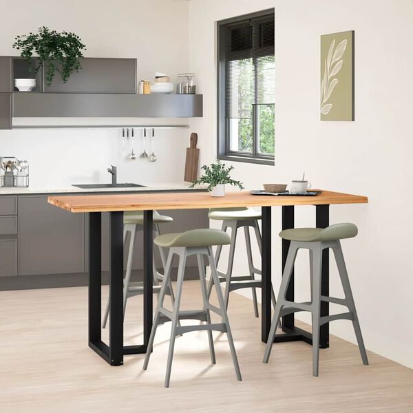 vidaXL Table de bar rectangulaire en ch&ecirc;ne massif avec bords naturels 200 x 80 x 92 cm