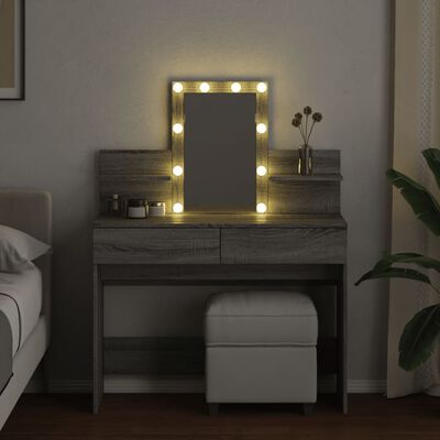 vidaXL Coiffeuse avec LED sonoma gris 100x40x130 cm