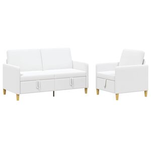 vidaXL Canap&eacute; avec rangement 2 pc Blanc Polyester