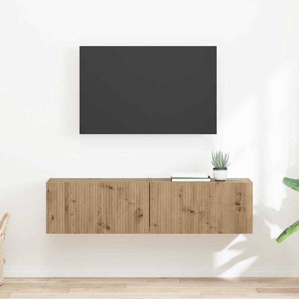 vidaXL Meuble TV mural 2 pcs Ch&ecirc;ne artisan 60 x 31 x 29,5 cm