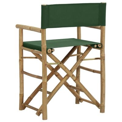 vidaXL Chaises pliables de directeur lot de 2 Vert Bambou et tissu