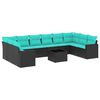 vidaXL Salon de jardin 11 pcs avec coussins noir r&eacute;sine tress&eacute;e