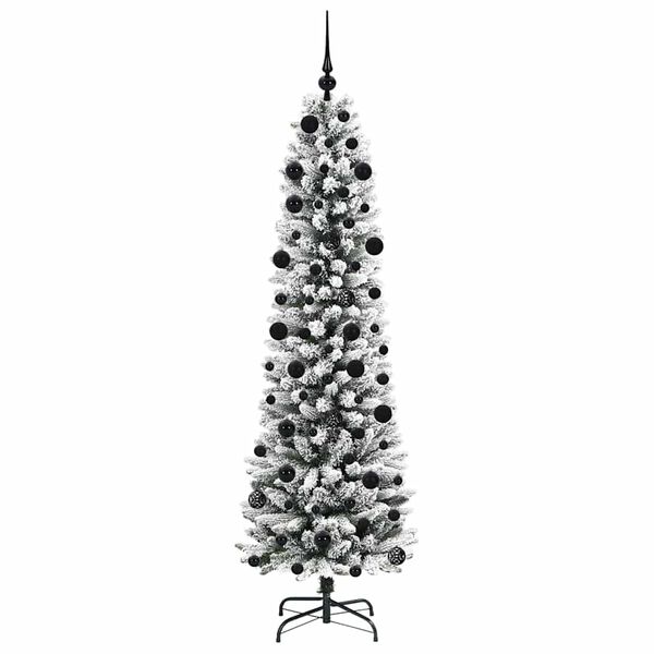 vidaXL Sapin de No&euml;l artificiel Blanc 210 cm PVC, m&eacute;tal et plastique