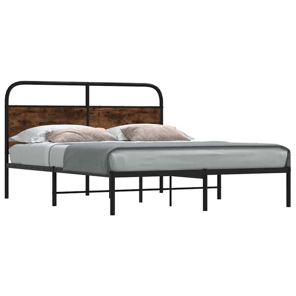 vidaXL Cadre de lit sans matelas 160x200 cm ch&ecirc;ne fum&eacute; bois ing&eacute;nierie