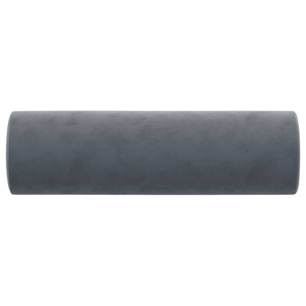 vidaXL Coussins décoratifs lot de 2 Gris foncé Ø15x50 cm Velours