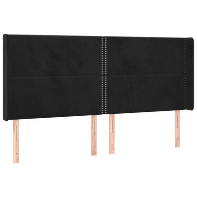 vidaXL Tête de lit avec oreilles Noir 183x16x118/128 cm Velours