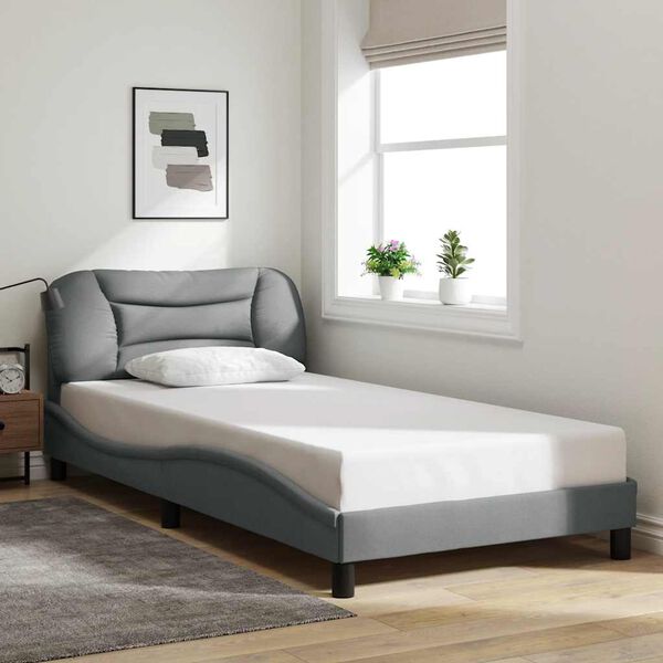 vidaXL Cadre de lit sans matelas Hvar gris clair 100x200 cm tissu