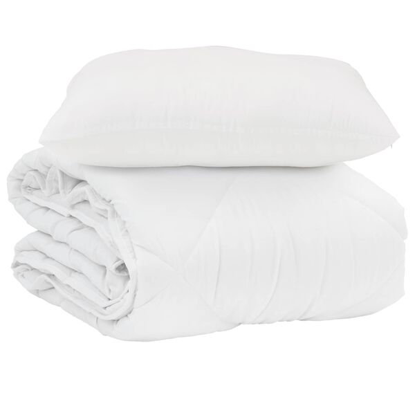 vidaXL Duvet d'&eacute;t&eacute; simple avec oreiller 2 pcs Blanc Microfibre